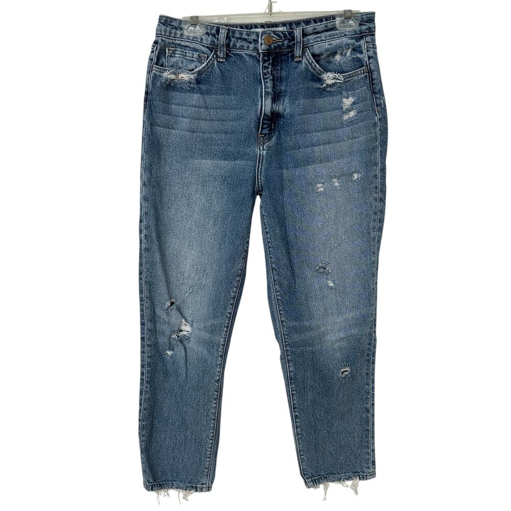 Flying Monkey Jeans Cropped Mom Vintage Distressed Tapered Blue Women's Size 29